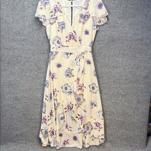 J.O.A. Floral High Low Dress with Navy & Purple Blooms Size Small - Pretty